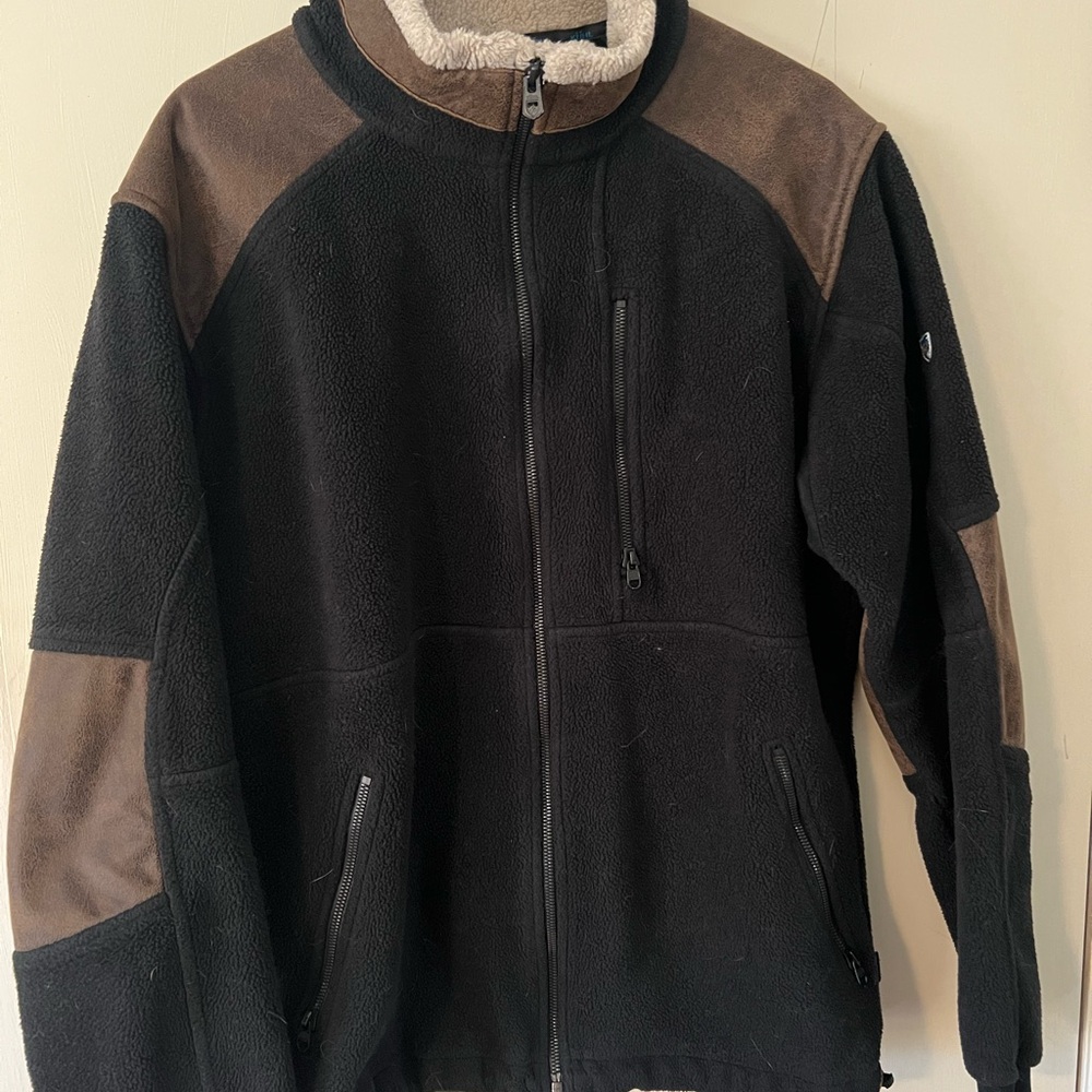 Men's Black and Brown Fleece Jacket